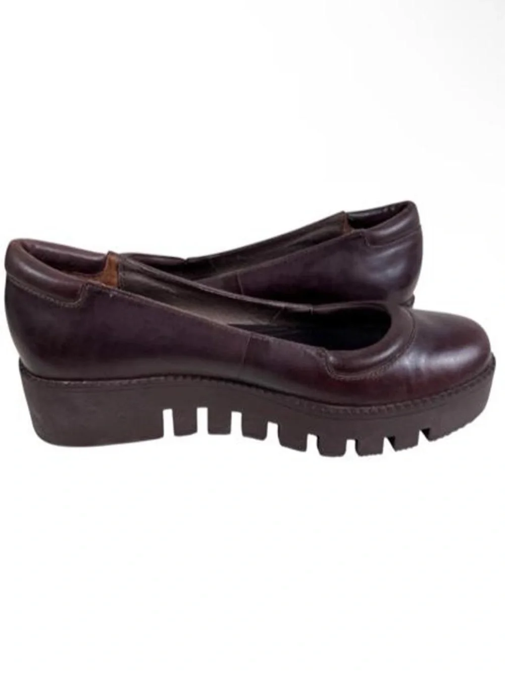 RARE Max studio brown leather platform flats size 8 HTF